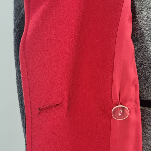 Vitg Charles Klein Forstmann Gray & Red Heavy Double Breasted Coat 16 - Picture 7 of 11